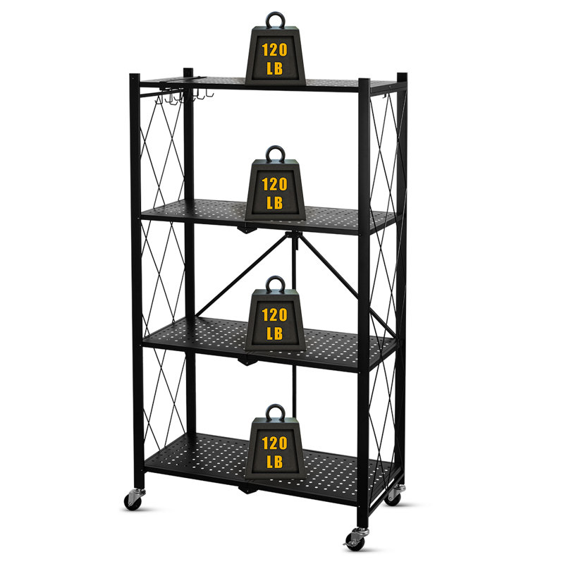 WFX Utility™ 4tier Foldable Storage Shelves, Wide Folding Metal Shelf